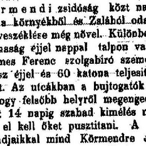 Részlet a „Zsidóellenes zavargások.” c. cikkből (Forrás: Pesti Hírlap, 1883. 09. 04., 4. o.)
